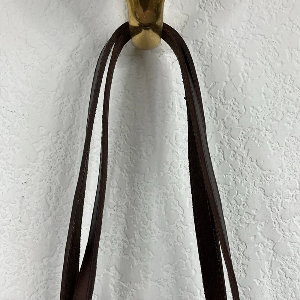 Bolivian Suede Leather Stamped Tapestry Bucket Shoulder Tote Bag